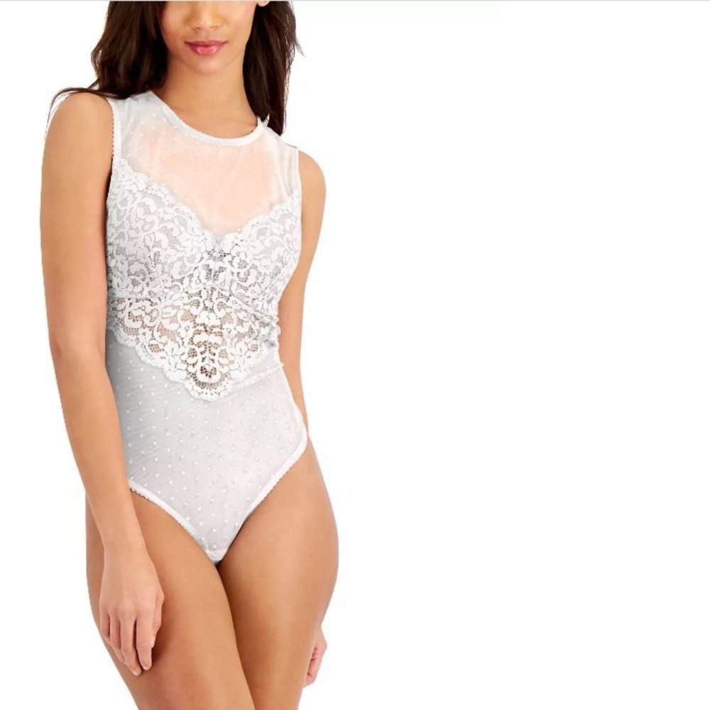 INC INTERNATIONAL CONCEPTS "Core Body Hang" Cupped Swiss Dot Thong Bodysuit NEW! - Picture 2 of 16